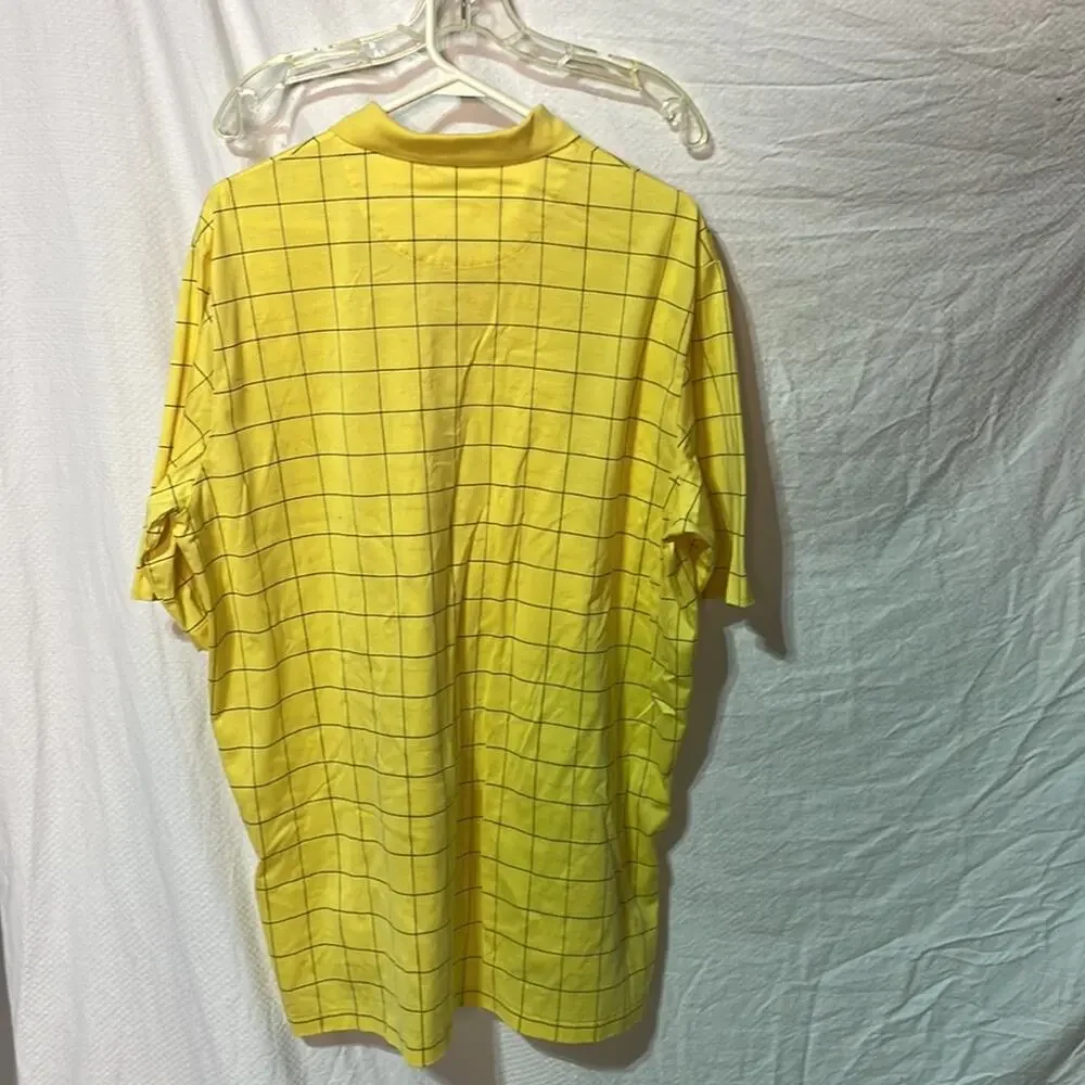 Ralph Lauren L mens polo golf yellow navy window pain polo shirt euc